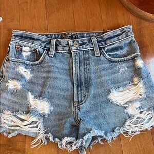 Abercrombie & Fitch Blue Distressed Jean Shorts
